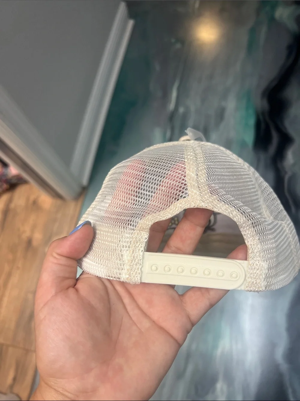 Kids Beige Character Mesh Trucker Hat - Smile
